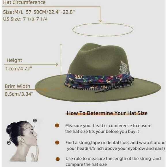 Oiernfe Vintage Style Wide Brim Fedora Unisex L/XL Handmade Felt Western Hat - Picture 3 of 9